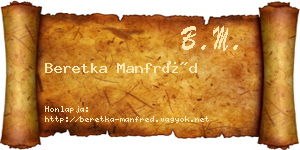 Beretka Manfréd névjegykártya